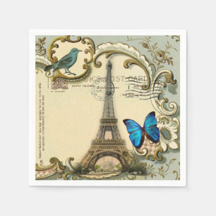 Vintage-Paris-Party Französische Botanische Eiffel Serviette