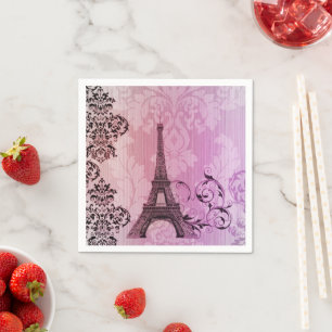 Vintage-Paris-Party Französische Botanische Eiffel Serviette