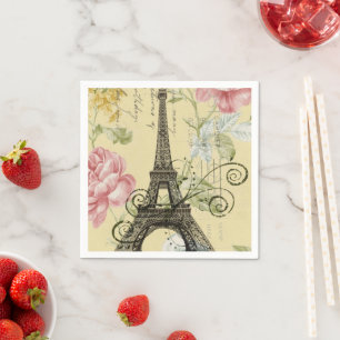 Vintage-Paris-Party Französischer Botanischer Eiff Serviette