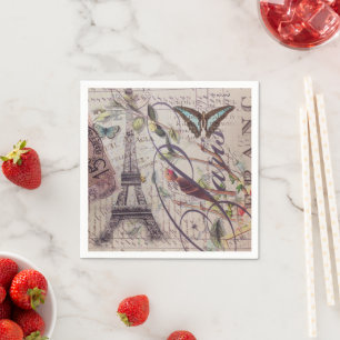 Vintage-Paris-Party Französischer Botanischer Eiff Serviette