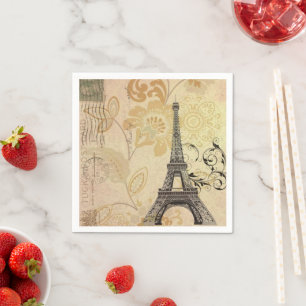Vintage-Paris-Party Französischer Botanischer Eiff Serviette