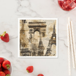 Vintage Paris Pattern – Eiffel Tower Home Decor Serviette