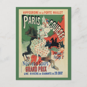 Vintage Paris Pferderennen Anzeige Postkarte