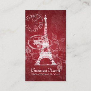 Vintage Paris Postkarte Rot Visitenkarte