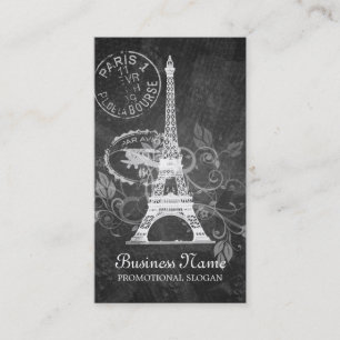 Vintage Paris Postkarte Schwarz Visitenkarte