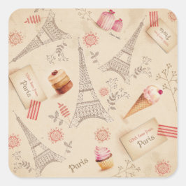 Vintage Paris Quadratischer Aufkleber