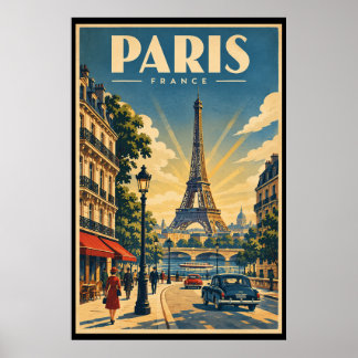 Vintage Paris Reiseplakat Eiffelturm Frankreich Poster