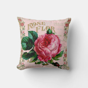 Vintage Paris Rosa Mode, hübsche Blumenkunst Kissen