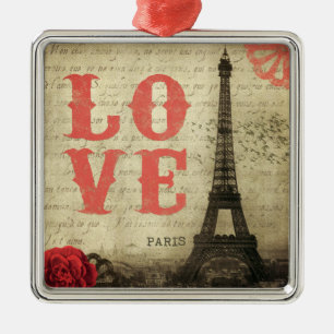 Vintage Paris Rosa Silbernes Ornament
