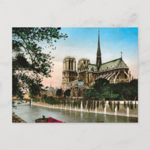 Vintage Paris, Seine und Ile de Notre Dame Postkarte