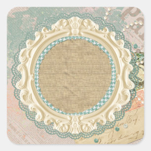 Vintage Paris Shabby Chic Französischer Rahmen Bou Quadratischer Aufkleber