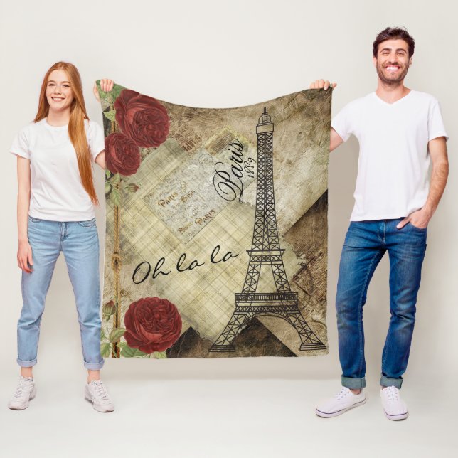 Vintage Paris Style Design Fleecedecke (Beispiel)