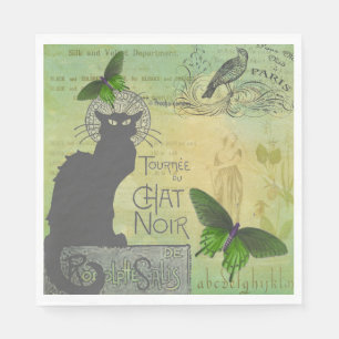 Vintage-Paris-Tour von Chat Noir-Collage Serviette