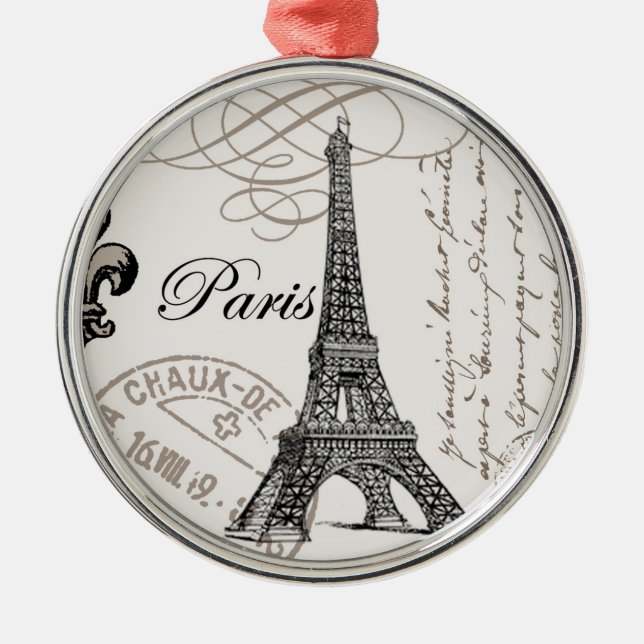 Vintage Paris… Verzierung Silbernes Ornament (Vorne)