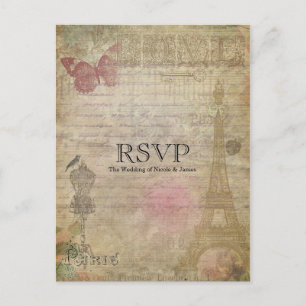 Vintage Pariser Chic Hochzeit RSVP Einladung