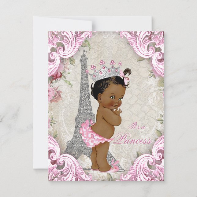 Vintage Pariser Ethnic Princess Floral Baby Dusche Einladung (Vorderseite)