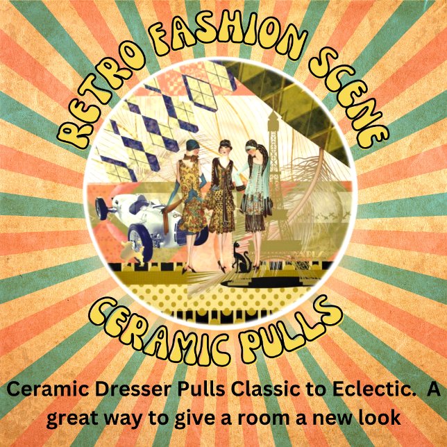 Vintage Pariser Flappers-Szene Keramikknauf (Von Creator hochgeladen)