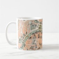 Vintage Pariser Karte Kaffeemaschine Tasse