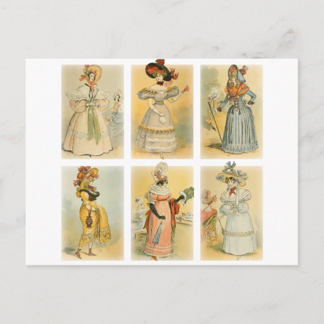 Vintage Pariser Mode (1) Postkarte (Vorderseite)