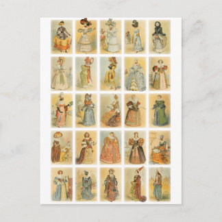 Vintage Pariser Mode (Mittelalter bis 19. Jahrhund Postkarte