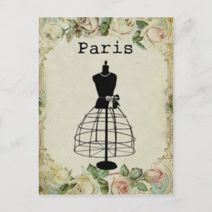 Vintage Pariser Modepuppe Postkarte