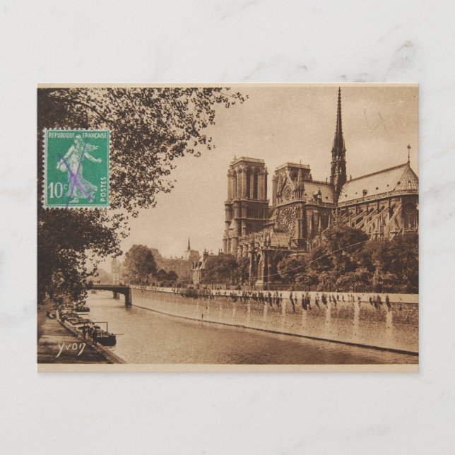 Vintage Pariser Postkarte, Kathedrale Notre Dame Postkarte (Vorderseite)