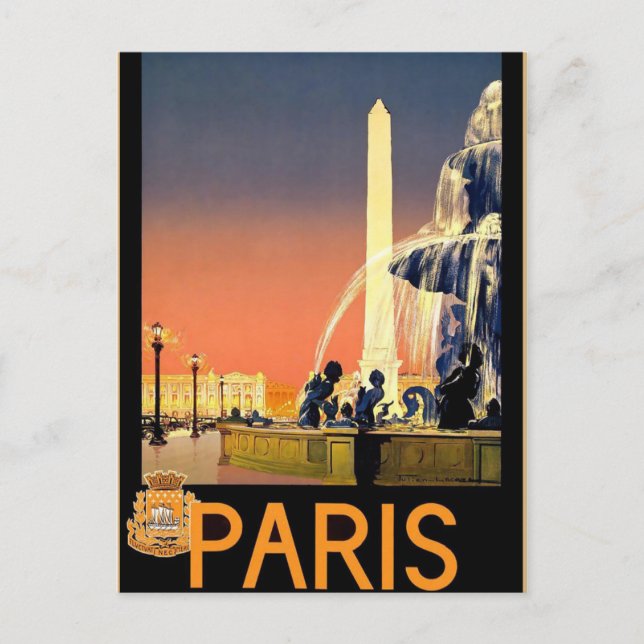Vintage Pariser Reise Postkarte (Vorderseite)