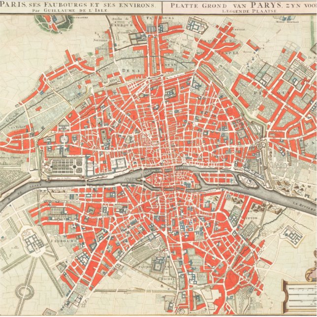 Vintage Pariser Reisekarte. Altstadt. Retro France Aufkleber (Vorderseite)