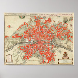 Vintage Pariser Reisekarte. Altstadt. Retro France Poster