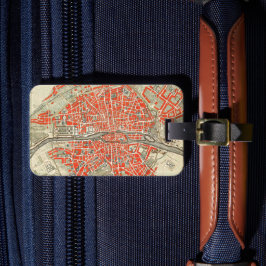 Vintage Pariser Reisekarte. Retro Altstadt von Fra Gepäckanhänger