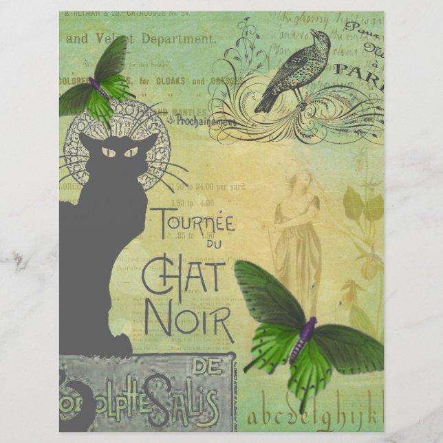 Vintage Pariser Tour des Chats Noir Collage Scrapb (Vorderseite)