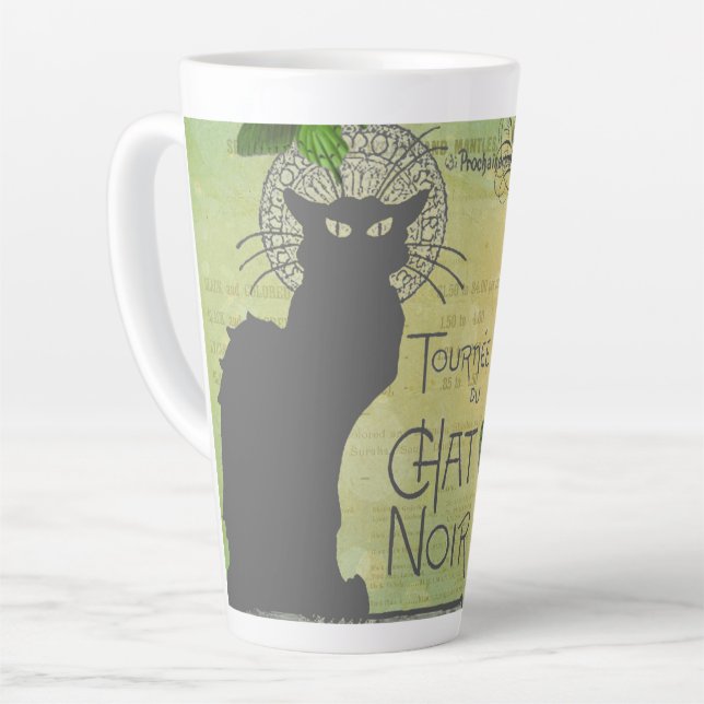 Vintage Pariser Tour zum Chat Noir Collage Milchtasse (Linke Ecke)