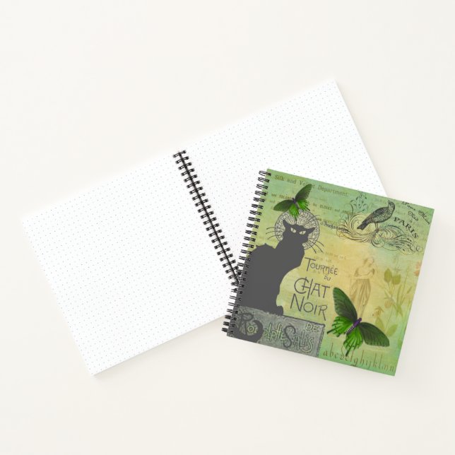 Vintage Pariser Tour zum Chat Noir Collage Notizbuch (Innenseite)
