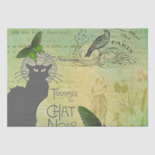 Vintage Pariser Tour zum Chat Noir Collage Seidenpapier