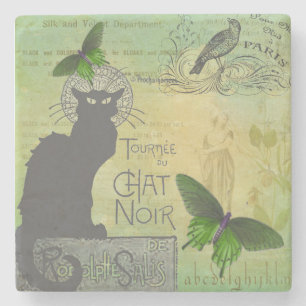 Vintage Pariser Tour zum Chat Noir Collage Steinuntersetzer