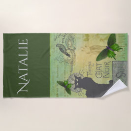 Vintage Pariser Tour zum Chat Noir Collage Strandtuch