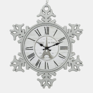 Vintage-Pariser Uhrenschmuck Schneeflocken Zinn-Ornament