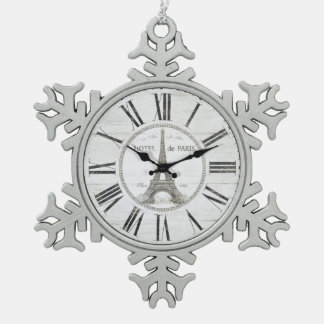 Vintage-Pariser Uhrenschmuck Schneeflocken Zinn-Ornament