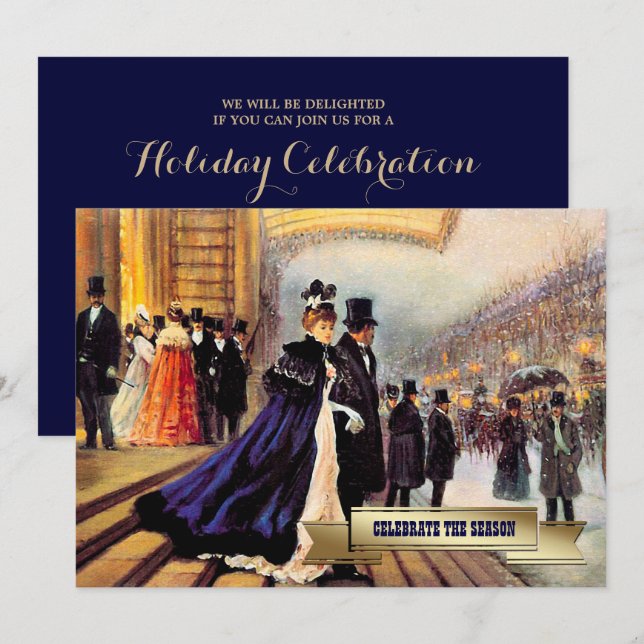 Vintage Pariser Winterlandschaft  Einladung (Vorne/Hinten)