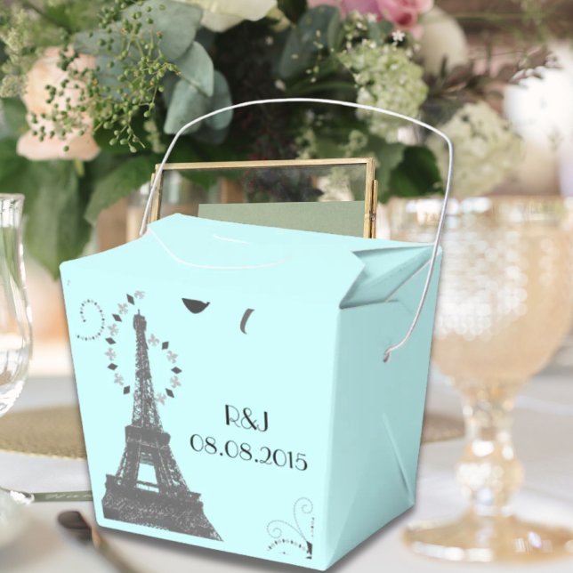 Vintage Parishochzeit im modernen Blaueiffelturm Geschenkschachtel (modern blue eiffel tower vintage paris wedding favor boxes)