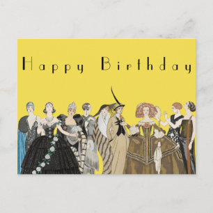 Vintage Parisian Art Deco, George Barbier Geburtst Postkarte
