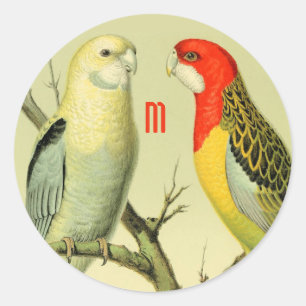 Vintage Parkettböden - mit Monogramm Runder Aufkleber