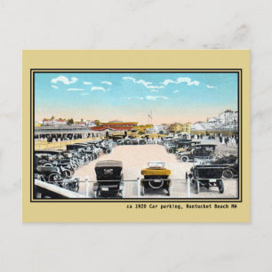 Vintage Parkplatz Nantucket Strand MA Postkarte