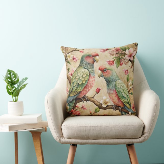 Vintage Parrot-Kunst Kissen (Stuhl )