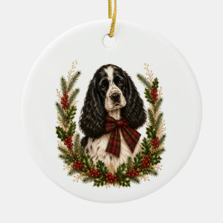 Vintage-Parti-Cocker-Spaniel-Weihnachtsbaumanhänge Keramik Ornament