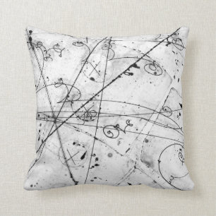 Vintage Partice Physik-Bahnen auf Weiß Kissen