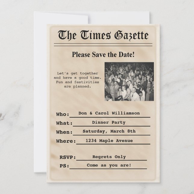 Vintage Party Einladung (Vorderseite)