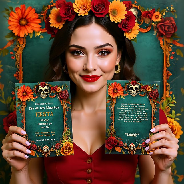 💀 🎉 Vintage Party Einladung Día de Muertos (💀🎉 Vintage Día de Muertos Party Invitation)
