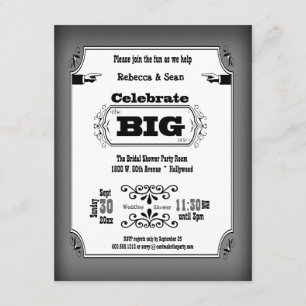 Vintage Party Einladungen für Schwarz und Weiß