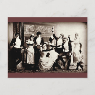Vintage Party Girls Druck Postkarte